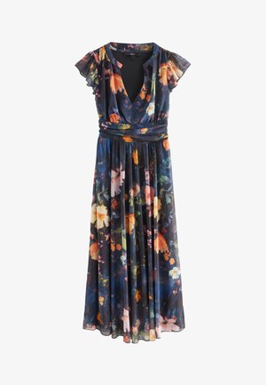 Next REGULAR FIT - V-NECK - Maksimekko - navy blue floral