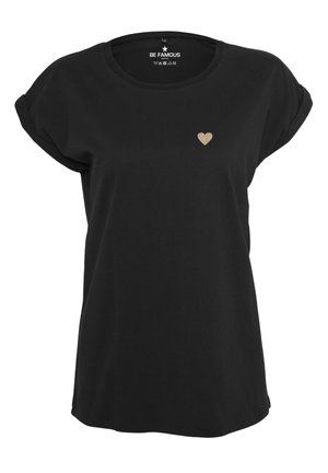 CLASSIC ROLL UP HEART - Basic T-shirt - shirt black print gold glitter