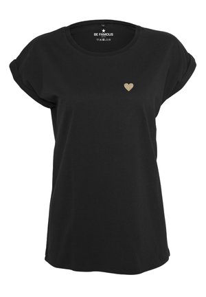 CLASSIC ROLL UP HEART - T-Shirt basic - shirt black print gold glitter