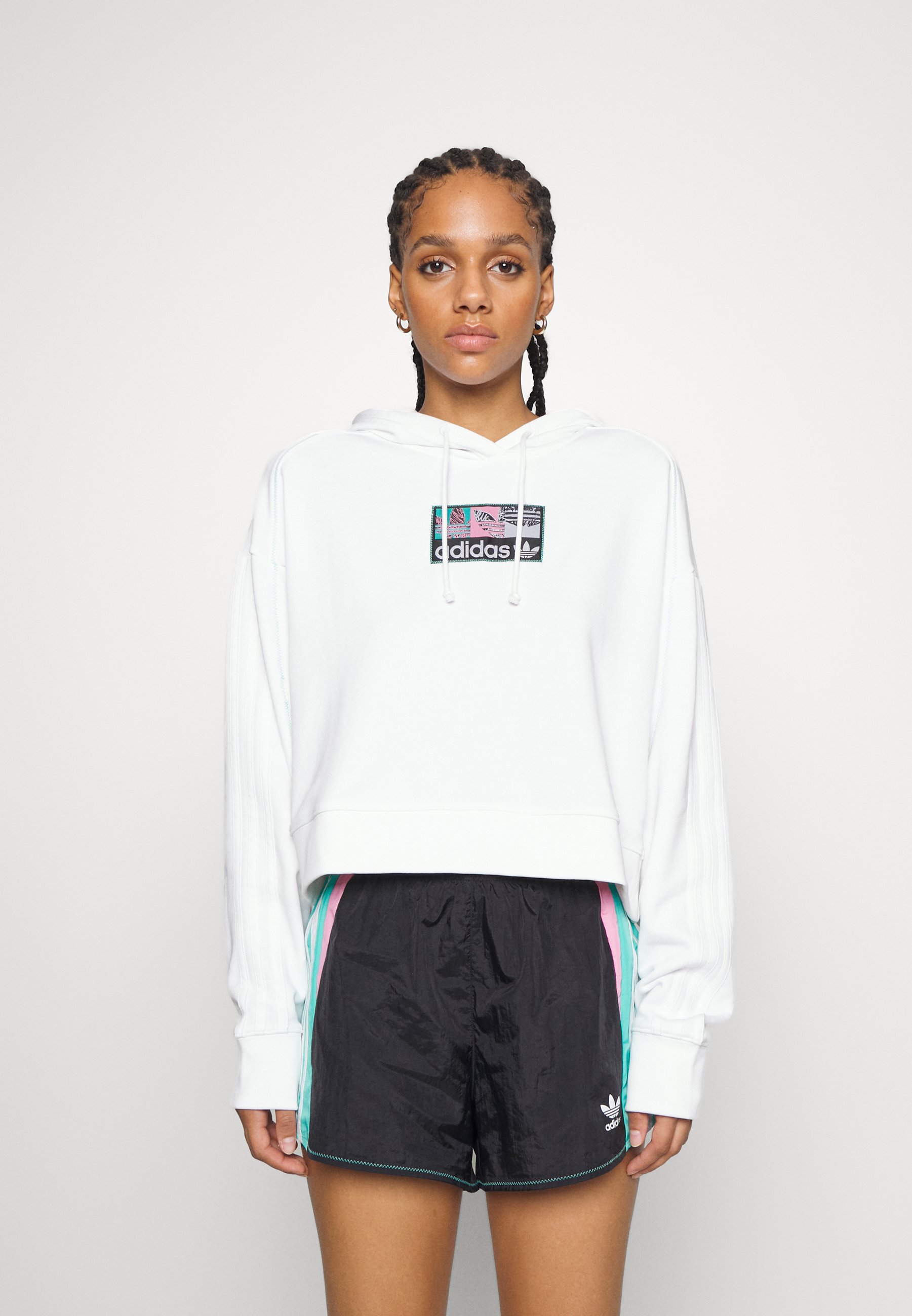 adidas Originals CROPPED HOODIE - Kapuzenpullover - white/weiß