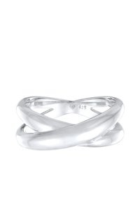 Anello in argento a spirale con superficie liscia e lucida. Presenta un design intrecciato ed è inciso con "925" all'interno.