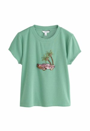 Next, REGULAR FIT - EMBELLISHED CAR SHORT SLEEVE T-SHIRT . - T-Shirt print - green