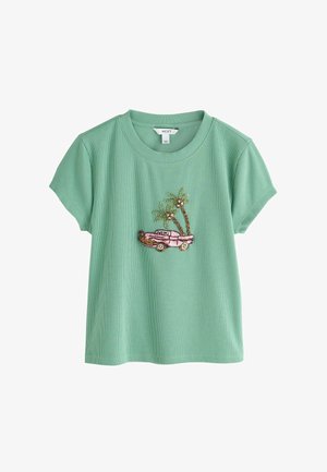 Next, REGULAR FIT - EMBELLISHED CAR SHORT SLEEVE T-SHIRT . - Trükipildiga T-särk - green