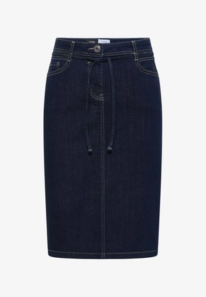 Cecil, KNEE-LENGTH DENIM SKIRT WITH BELT DETAIL, granatowy melanż
