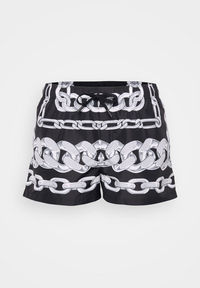 Mustad mustad ujumispüksid, millel on valge ahela muster. Valmistatud kergest materjalist, elastsest vöökoht ja nööriga reguleeritav.