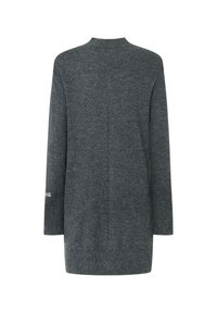 Maglione grigio a maniche lunghe con collo alto. Realizzato in un morbido filato, presenta polsini e orlo a costine, con un design semplice e pulito.