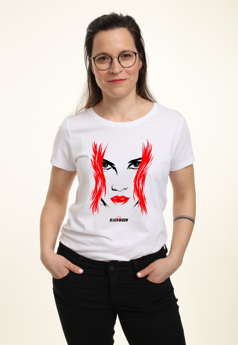 Henry Tiger BLACK WIDOW: MOVIE WIDOW FACE - T-Shirt print - white/weiß ...