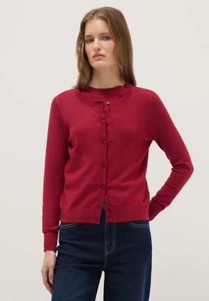 OVS REGULAR FIT RED CREW NECK CARDIGAN - Chaqueta de punto - cherry red