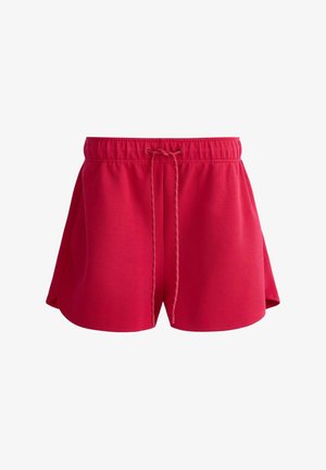 Rote Sportshorts mit elastischem Bund und Kordelzug, aus leichtem Stoff, für Komfort und Beweglichkeit konzipiert.