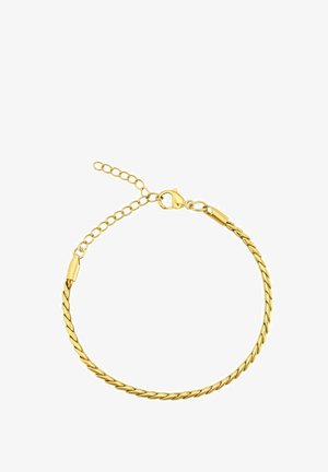 Gullig tvinnet kjedearmbånd med krokfeste. Har en delikat kjedeutvidelse for justerbar lengde. Jevn tekstur, blank finish.