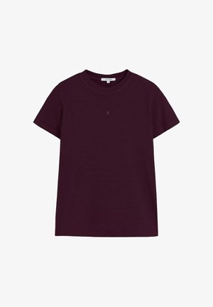 Bordeaux t-shirt met korte mouwen, gemaakt van zachte katoen, met een subtiele logo-borduring op de borst, in een ontspannen pasvorm en ronde halslijn.