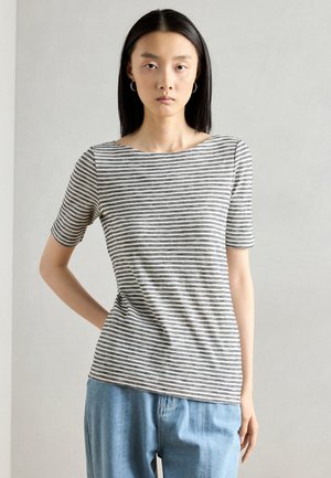 SHORT SLEEVE BOAT NECK STRIPED - T-shirt imprimé - black