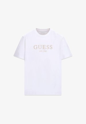 Guess, T-SHIRT MIT GESTICKTEM LOGO - T-shirt print - weiß