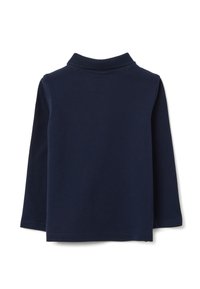 Langärmeliges Poloshirt in Dunkelblau. Verfügt über einen Kragen, eine glatte Textur und gesäumte Bündchen für einen körpernahen Sitz.