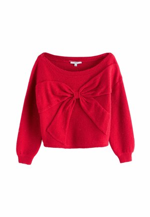REGULAR FIT - OFF SHOULDER BOW WITH SEQUINS - Strickpullover - cherry red