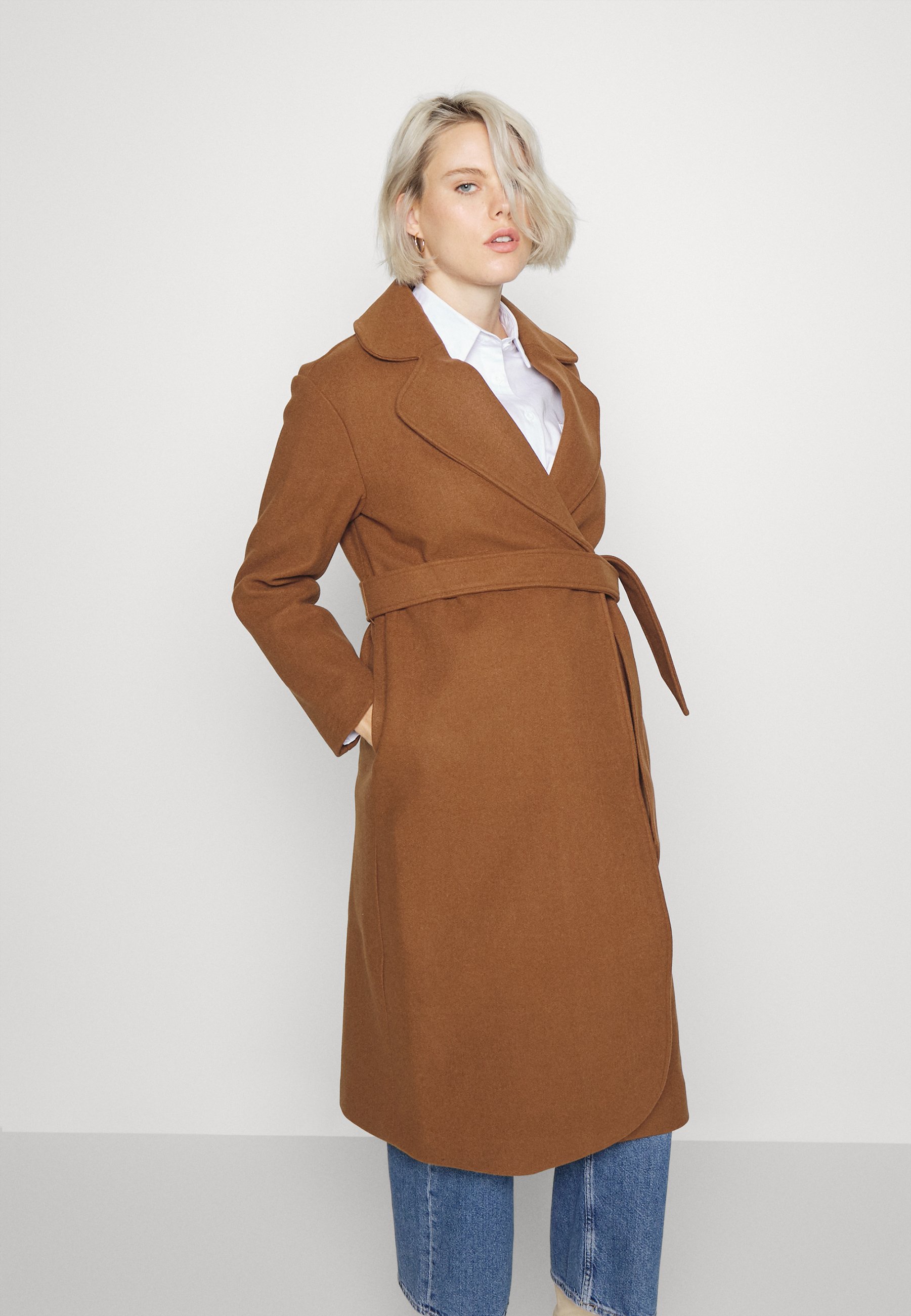 tan midi coat