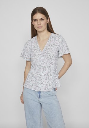 VILA VILOVIE WRAP - T-Shirt print - baby blue aop