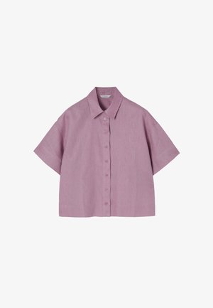 Korte mouwen overhemd met knopen in lichtpaars, met een klassieke kraag, zachte textuur en een relaxed fit met knopen aan de voorkant.