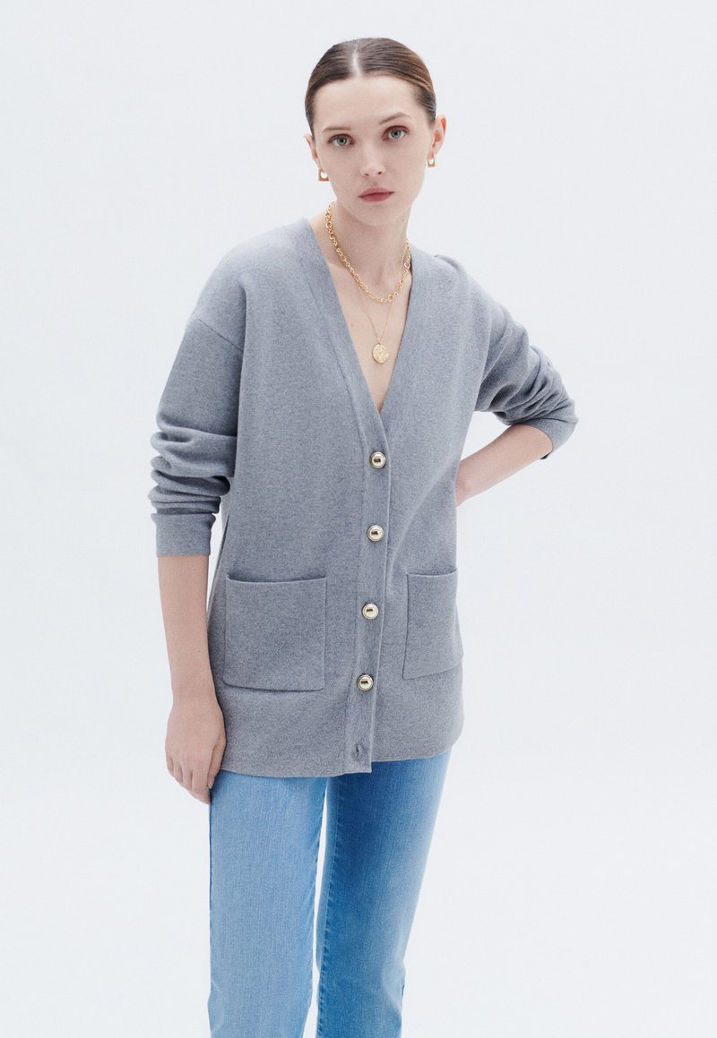 Gilet Long New Look Aspect Laine Polaire Gris - Taille L - Neuf Avec étiquettes