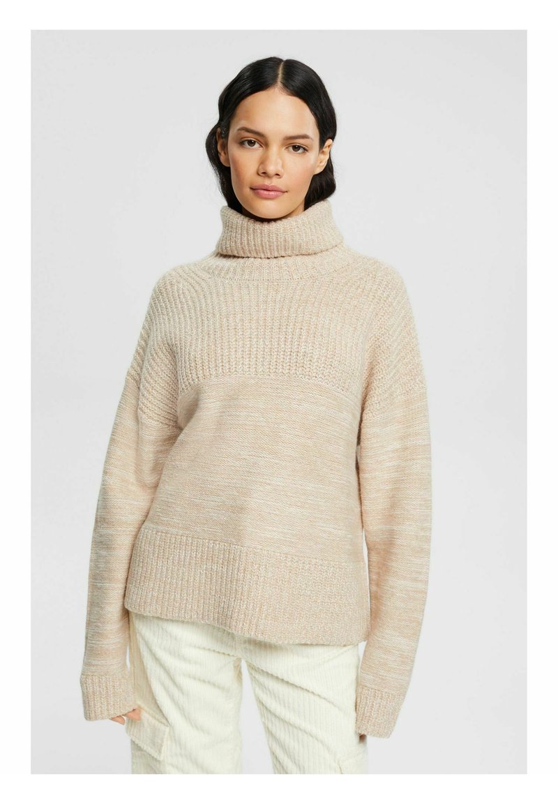 edc by Esprit ROLLKRAGEN - Jumper - beige/mottled beige - Zalando.co.uk