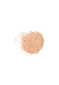 Losse poeder, fijne textuur in een lichte beige tint, met een licht oneffen oppervlak en een verspreide schikking van korreltjes.