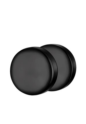 Twee ronde zwarte onderzetters met een gladde, glanzende afwerking, voorzien van een eenvoudig ontwerp en iets verhoogde randen voor stabiliteit.