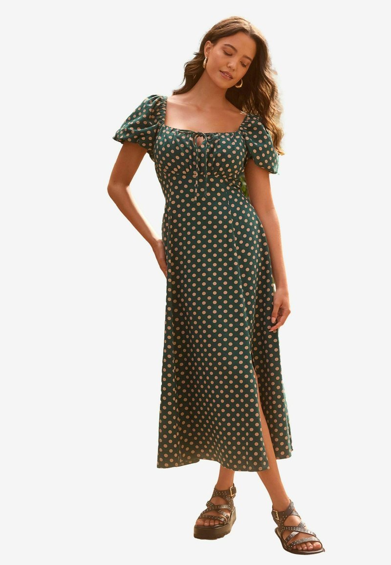 Next PUFF SLEEVE  TALL REGULAR FIT - Denné šaty - teal ecru spot