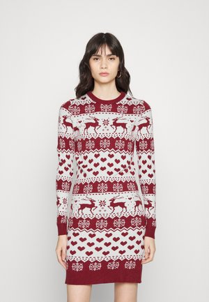ONLXMAS DEER DRESS - Pletené šaty - cloud dancer/blood reed