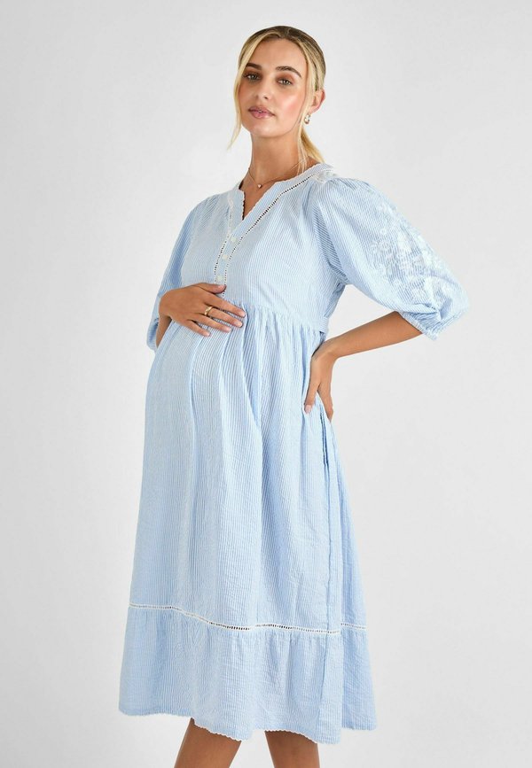 STRIPE EMBROIDERED MATERNITY - Freizeitkleid