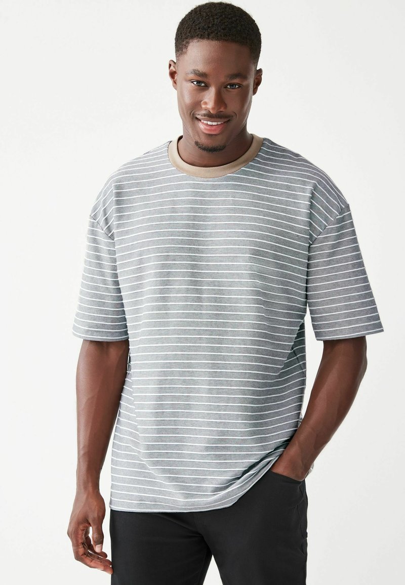 Next TEXTURED STRIPE- REGULAR FIT - T-shirts print - stone