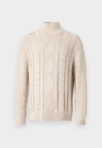 SLHUFFE RELAXED CABLE HIGH NECK - Strikkegenser - oatmeal
