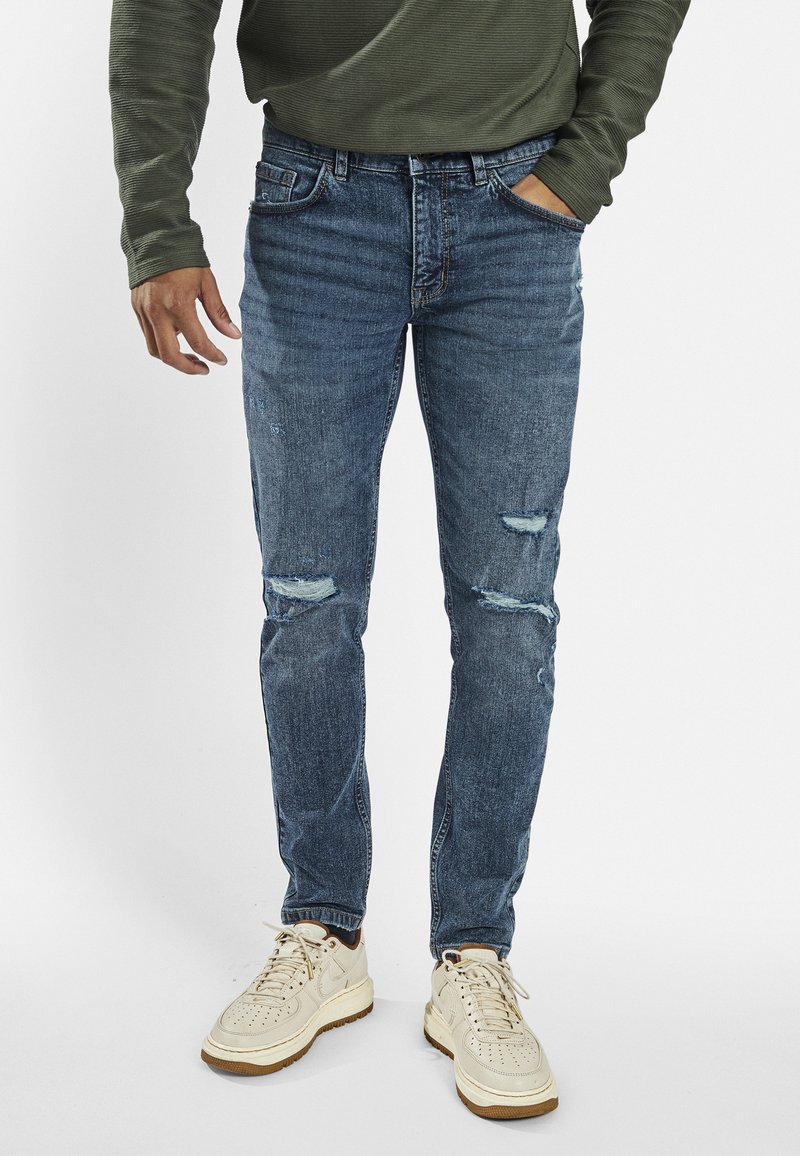 Redefined Rebel STOCKHOLM DESTROY - Slim fit jeans - blue denim