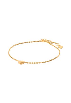 Bracelet délicat en chaîne d'or avec un petit charm en forme de cœur lisse et un fermoir ajustable avec des maillons supplémentaires.