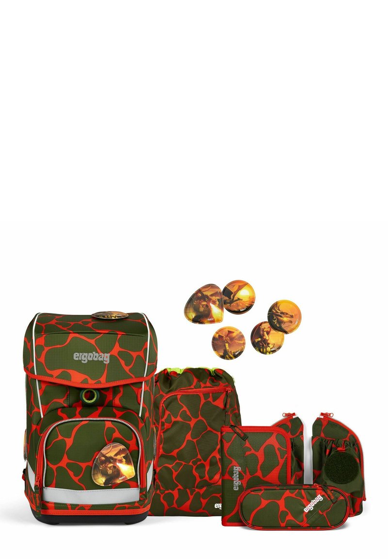 Ergobag CUBO LIGHT 6TLG INKL KLETTIE - Schulranzen Set - feuerspeibär