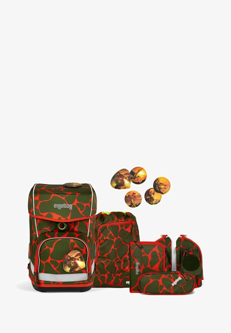Ergobag CUBO LIGHT 6TLG INKL KLETTIE - Schulranzen Set - feuerspeibär