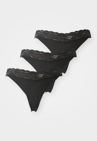 Svart trådløs truse med blonder i en pakke med tre, med mykt stoff, høyt kutt-design og delikate blondeaksenter langs midjebåndet.