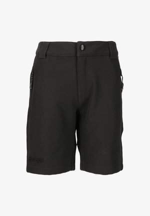 Lyhyet mustat shortsit, jotka on valmistettu kevyestä materiaalista suoran leikkauksen ansiosta. Niissä on sivutaskut, nappikiinnitys ja brodeerattu logo.