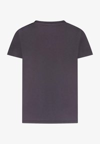 Korte mouwen T-shirt in donkergrijze katoen, met een eenvoudige ronde halslijn en rechte zoom. Zachte textuur, geen patronen of graphics.