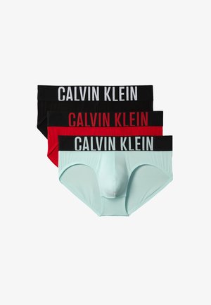 Calvin Klein Underwear, 3 PACK BOXER BRIEFS - INTENSE POWER COTTON - Slip - black, goji berry, aqua blue