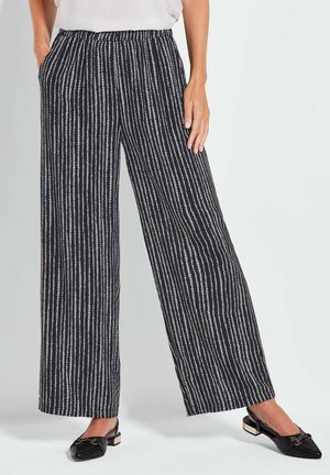 GOLDNER PALAZZO VERA - Stoffhose - black white patterned