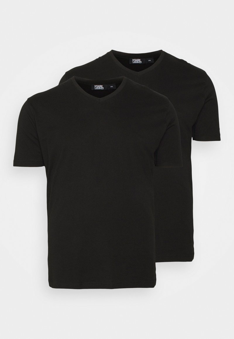 KARL LAGERFELD V NECK 2 PACK - T-shirt básica - black