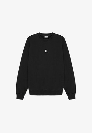 Čierna mikina z bavlny s okrúhlym výstrihom a rebrovanými manžetami, na prednej strane s bielym vyšitým textom "II".