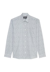 Light blue long-sleeve shirt with a textured pattern, button-up front, collar, and single chest pocket. Soft fabric and standard fit.