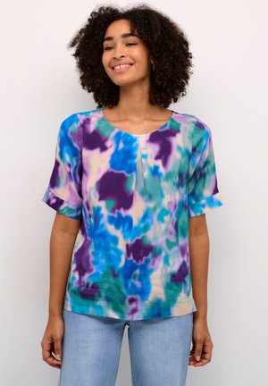 Blouse - purple green blue print