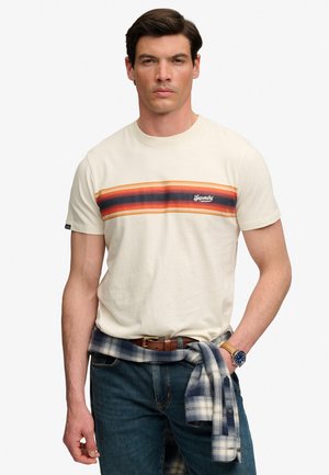 Superdry & Co, SUPERDRY OUTDOOR STRIPE LOGO RELAXED T-SHIRT.. - T-shirt print - ecru marl