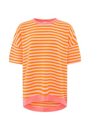 Zwillingsherz, OVERSIZE SHIRT NEON STREIFEN - T-Shirt print - orange