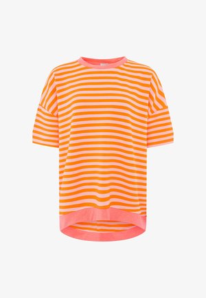 Zwillingsherz, OVERSIZE SHIRT NEON STREIFEN - Print T-shirt - orange