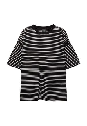 PULL&BEAR STRIPED BOXY FIT - T-Shirt print - black