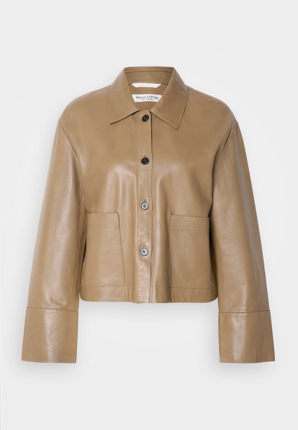 TURN-DOWN COLLAR - Leather jacket - melted nougat3