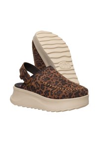 HEYDUDE DELRAY CLOG SUEDE - CLOGS - Sandales compensées - brown leapord brown